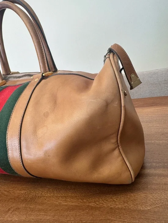 Vintage Gucci Leather Weekender Duffel Bag (project) - Picture 3 of 16